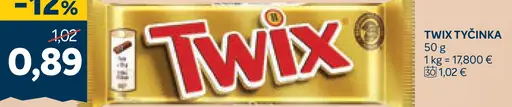 Twix tyčinka karamelová sušienka v čokoláde