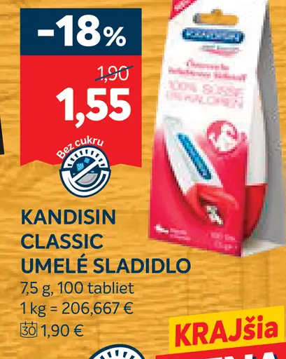 Kandisin Classic umelé sladidlo tablety