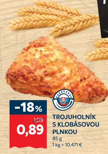 Trojuholník s klobásovou plnkou