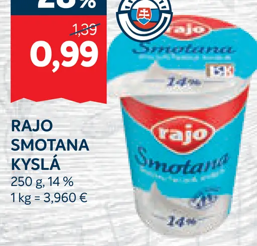 Rajo smotana kyslá 14%