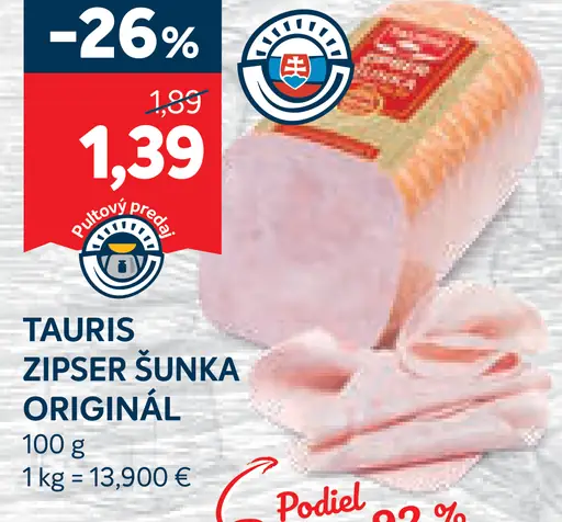 Tauris Zipser šunka originál
