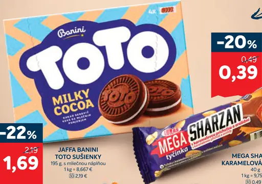 Jaffa Banini Toto sušienky s mliečnou náplňou