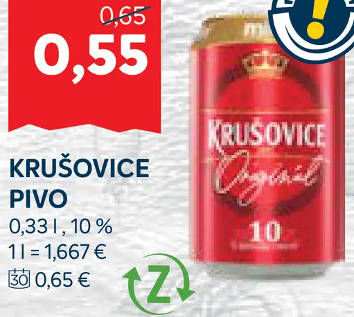 Krušovice 10° pivo plechovka