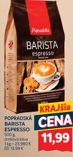 Popradská Barista espresso zrnková káva