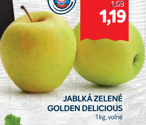 Jablká zelené Golden Delicious