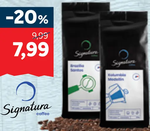 Signatura zrnková káva Brazília, Kolumbia