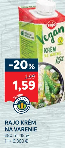 Rajo krém na varenie vegan 15%