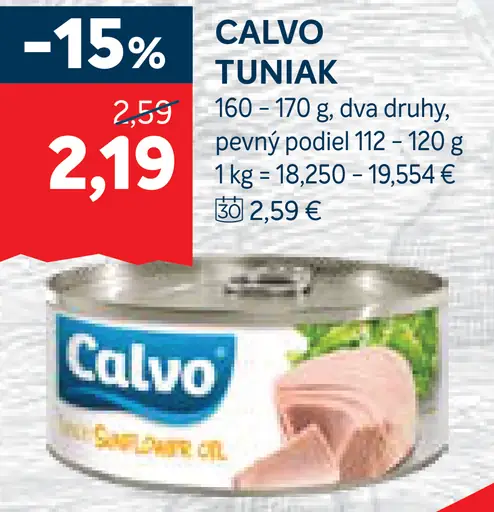 Calvo tuniak v slnečnicovom oleji