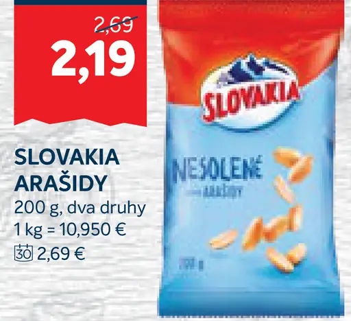 Slovakia Arašidy nesolené