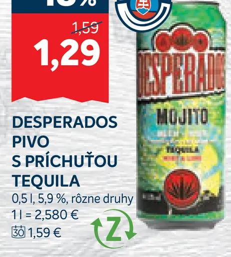 Desperados pivo príchuťou Tequila plechovka