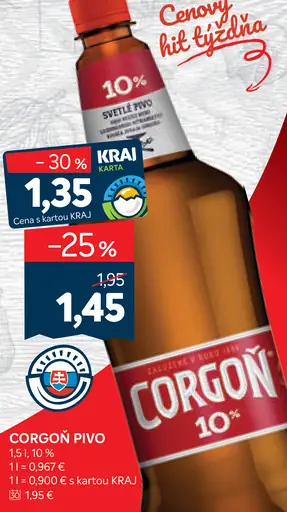 Corgoň Svetlé pivo 10 % fľaša