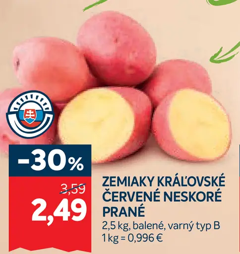 Zemiaky kráľovské červené neskoré prané