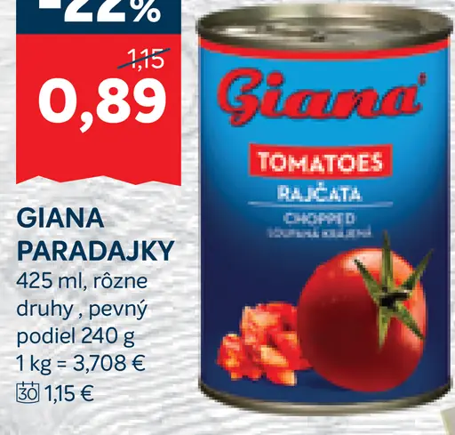 Giana paradajky lúpané rajčatá v šťave