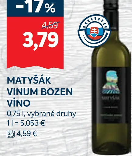 Matyšák Vínum Bozen víno vybrané druhy