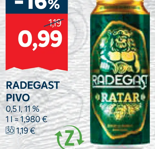 Radegast Pivo plechovka
