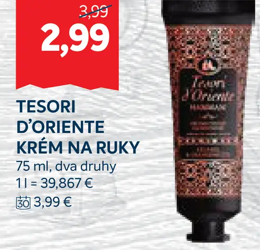 Tesori d’Oriente krém na ruky dva druhy