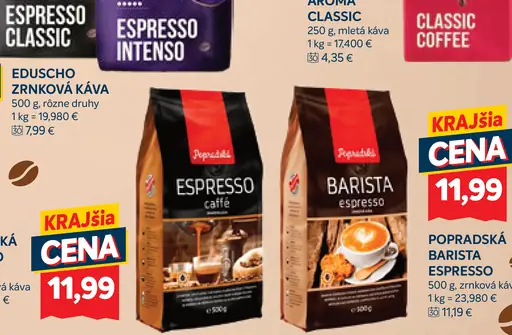 Popradská Barista espresso zrnková káva