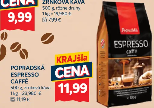 Popradská Espresso caffé zrnková káva