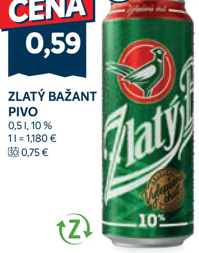 Zlatý Bažant Pivo plechovka