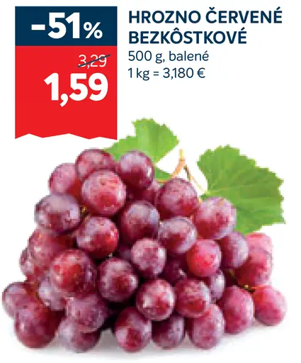 Hrozno červené bezkôstkové
