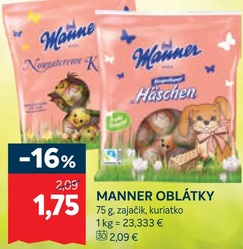 Manner oblátky zajac a kuriatko