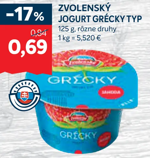 Zvolenský jogurt grécky typ