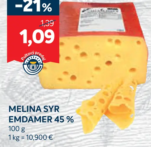 Melina syr Eidamder 45 % plátky