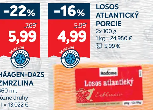 Losos atlantický porcie mrazený