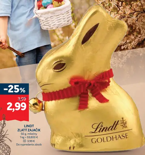 Lindt zlatý zajačik mliečna čokoláda