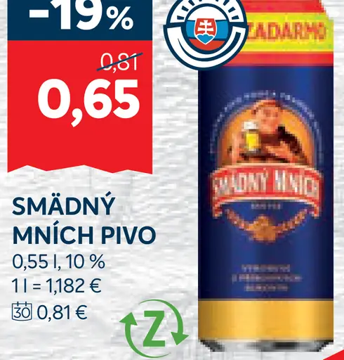 Smädný mních pivo plechovka