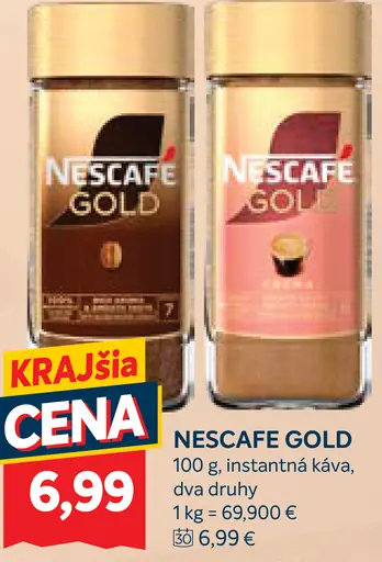 Nescafé Gold instantná káva 2 druhy