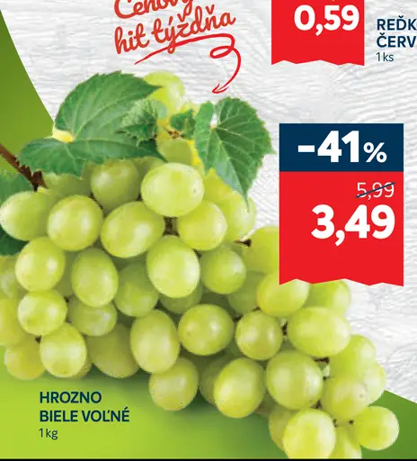 Hrozno bezkôstkové biele