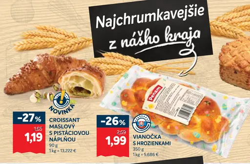 Croissant maslový s pistáciovou náplňou