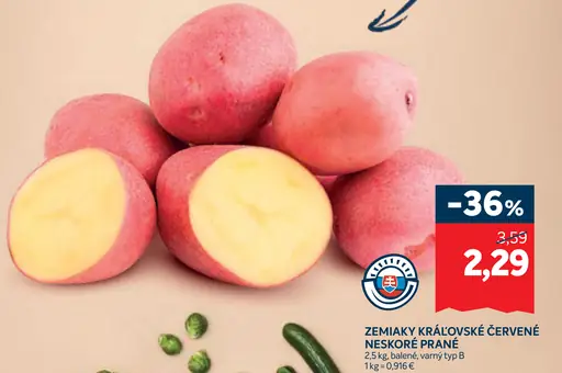 Kráľovské červené neskoré prané zemiaky