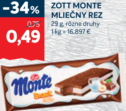 Zott Monte Mliečny rez