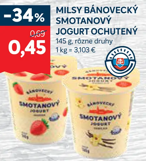 Milsy Bánovecký smotanový jogurt marhuľa