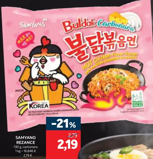 Samyang pálivá kuracia ramen polievka s príchuťou Carbonara