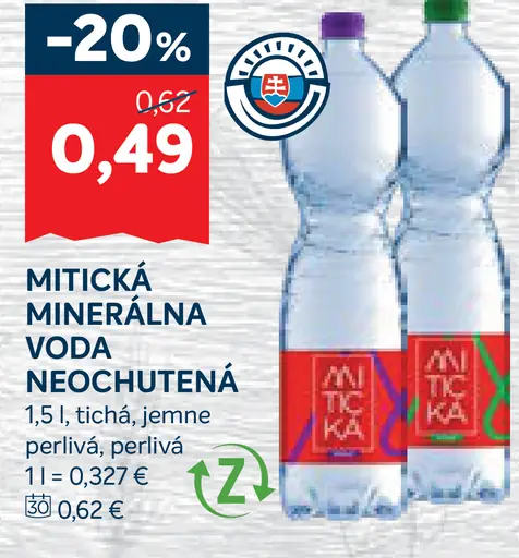 Mitická minerálna voda neochutená