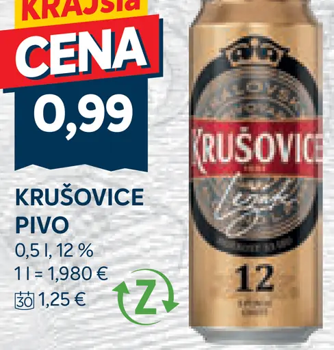 Krušovice pivo 12 plechovka