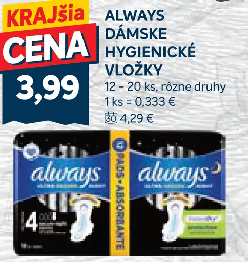 Always Dámske hygienické vložky