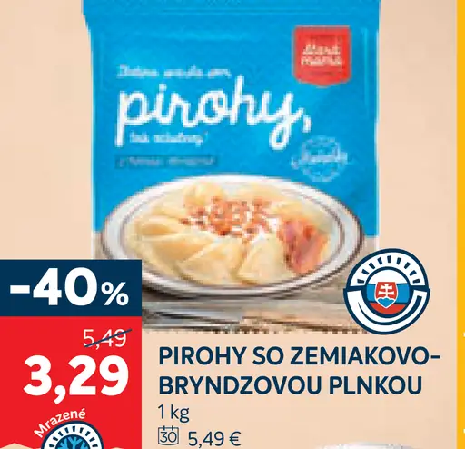 Pirohy zemiakovo-bryndzové mrazené