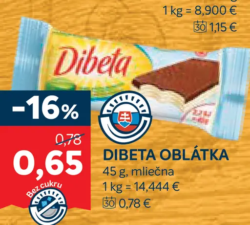 Dibeta oblátka mliečna