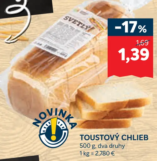 Svetlý toustový chlieb