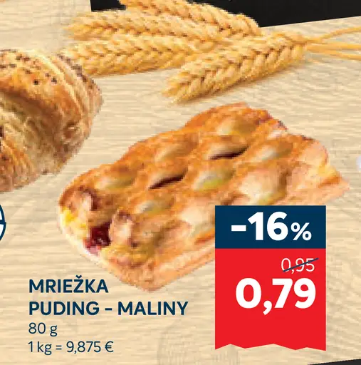 Mriežka puding a maliny