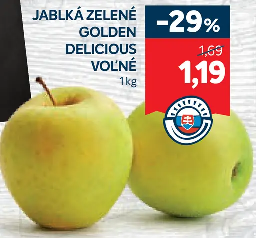 Jablká zelené Golden Delicious