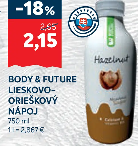Body & Future Lieskovo-orieškový nápoj