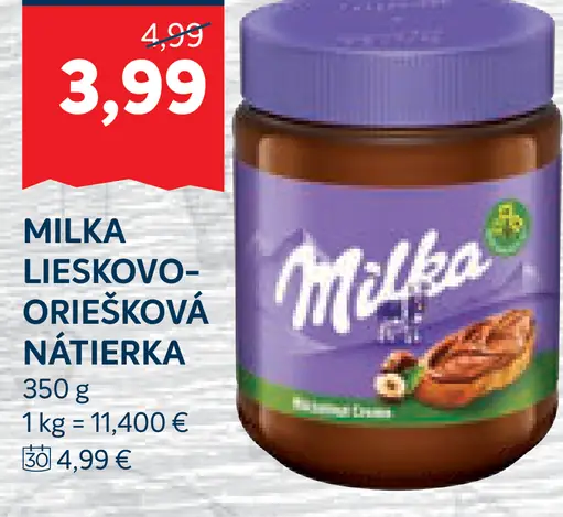 Milka Lieskovooriešková nátierka