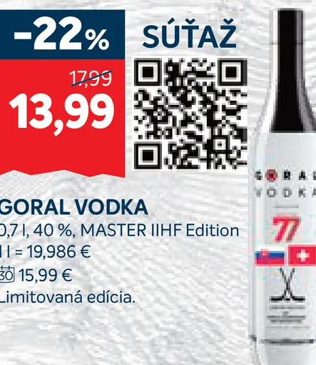 Goral vodka 40 % Master IIHF Edition