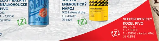 Velkopopovický Kozel pivo plechovka