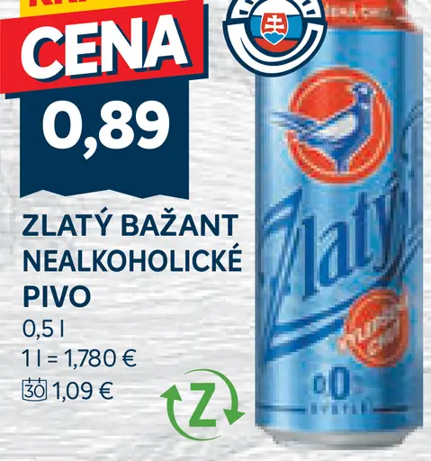 Zlatý Bažant Tmavé výčapné pivo plechovka